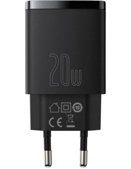 ŁADOWARKA SIECIOWA Baseus Compact Quick Charger CCXJ-B01 20W 1x USB-A 1x USB-C PD 3.0 QC 3.0 CZARNA