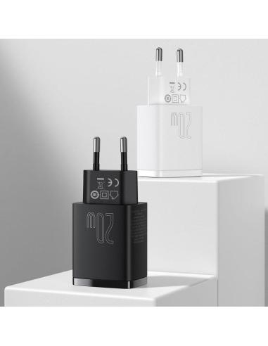 ŁADOWARKA SIECIOWA Baseus Compact Quick Charger CCXJ-B01 20W 1x USB-A 1x USB-C PD 3.0 QC 3.0 CZARNA
