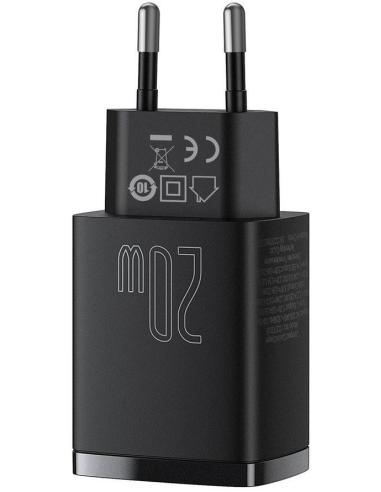 ŁADOWARKA SIECIOWA Baseus Compact Quick Charger CCXJ-B01 20W 1x USB-A 1x USB-C PD 3.0 QC 3.0 CZARNA