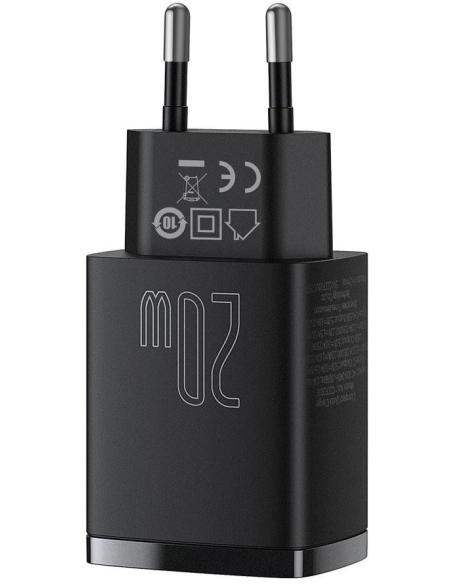 ŁADOWARKA SIECIOWA Baseus Compact Quick Charger CCXJ-B01 20W 1x USB-A 1x USB-C PD 3.0 QC 3.0 CZARNA