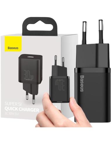 ŁADOWARKA SIECIOWA Baseus Super Si Quick Charger 1C CCSUP-J01 30W 1x USB-C PD 3.0 QC 3.0 CZARNA