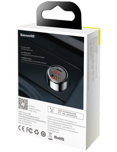 ŁADOWARKA SAMOCHODOWA Baseus Magic CCMLC20C-01 45W 6A 1x USB-A 1x USB-C QC 3.0