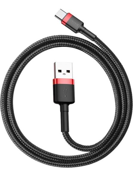 KABEL USB-A / USB-C Baseus Cafule CATKLF-A91 50cm 3A QC 3.0 CZARNO-CZERWONY W OPLOCIE