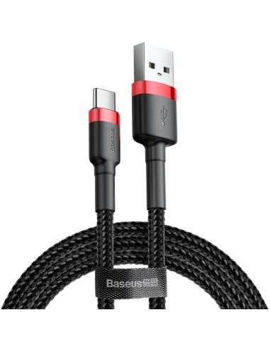 KABEL USB-A / USB-C Baseus Cafule CATKLF-A91 50cm 3A QC 3.0 CZARNO-CZERWONY W OPLOCIE