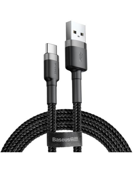 KABEL USB-A / USB-C Baseus Cafule CATKLF-AG1 50cm 3A QC 3.0 CZARNO-SZARY W NYLONOWYM OPLOCIE