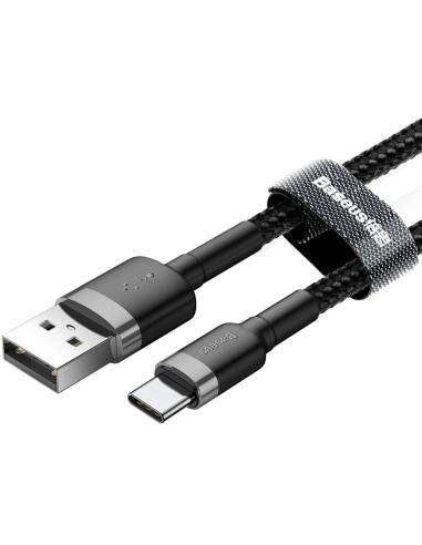 KABEL USB-A / USB-C Baseus Cafule CATKLF-AG1 50cm 3A QC 3.0 CZARNO-SZARY W NYLONOWYM OPLOCIE