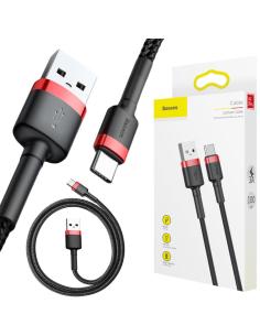 KABEL USB-A / USB-C Baseus Cafule CATKLF-B91 100cm 3A QC 3.0 CZARNO-CZERWONY W OPLOCIE