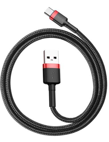 KABEL USB-A / USB-C Baseus Cafule CATKLF-B91 100cm 3A QC 3.0 CZARNO-CZERWONY W OPLOCIE