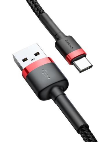 KABEL USB-A / USB-C Baseus Cafule CATKLF-B91 100cm 3A QC 3.0 CZARNO-CZERWONY W OPLOCIE