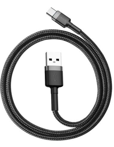 KABEL USB-A / USB-C Baseus Cafule CATKLF-BG1 100cm 3A QC 3.0 CZARNO-SZARY W NYLONOWYM OPLOCIE