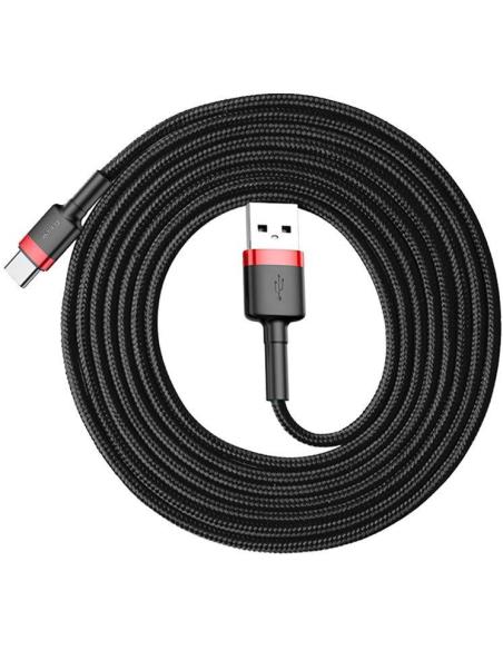 KABEL USB-A / USB-C Baseus Cafule CATKLF-C91 200cm 2A QC 3.0 CZARNO-CZERWONY W OPLOCIE