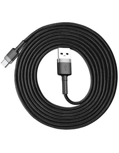 KABEL USB-A / USB-C Baseus Cafule CATKLF-CG1 200cm 2A QC 3.0 CZARNO-SZARY W NYLONOWYM OPLOCIE