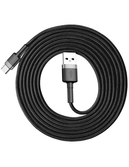 KABEL USB-A / USB-C Baseus Cafule CATKLF-CG1 200cm 2A QC 3.0 CZARNO-SZARY W NYLONOWYM OPLOCIE