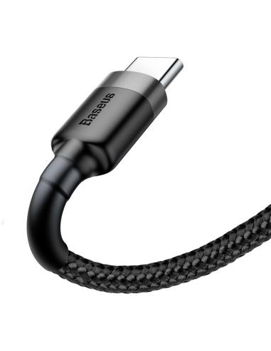 KABEL USB-A / USB-C Baseus Cafule CATKLF-CG1 200cm 2A QC 3.0 CZARNO-SZARY W NYLONOWYM OPLOCIE