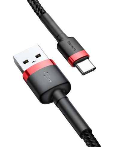 KABEL USB-A / USB-C Baseus Cafule CATKLF-U91 300cm 2A QC 3.0 CZARNO-CZERWONY W OPLOCIE