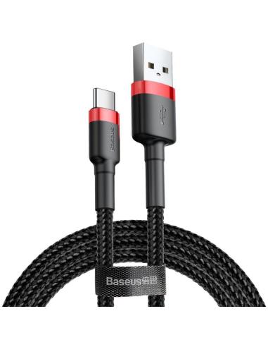 KABEL USB-A / USB-C Baseus Cafule CATKLF-U91 300cm 2A QC 3.0 CZARNO-CZERWONY W OPLOCIE