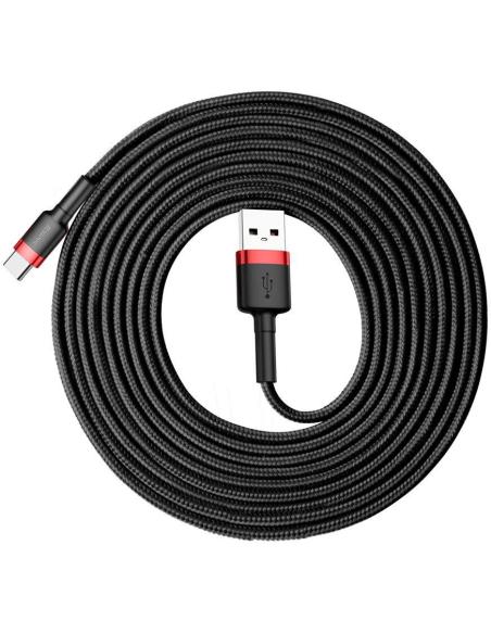 KABEL USB-A / USB-C Baseus Cafule CATKLF-U91 300cm 2A QC 3.0 CZARNO-CZERWONY W OPLOCIE