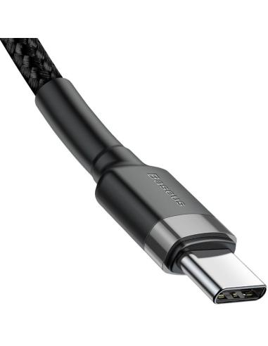 KABEL USB-C / USB-C Baseus Cafule CATKLF-GG1 100cm 60W 3A PD 2.0 QC 3.0 CZARNO-SZARY W OPLOCIE