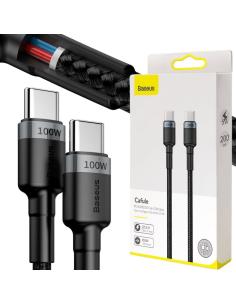 KABEL USB-C / USB-C Baseus Cafule CATKLF-ALG1 200cm 100W 5A PD 2.0 QC 3.0 CZARNO-SZARY W OPLOCIE