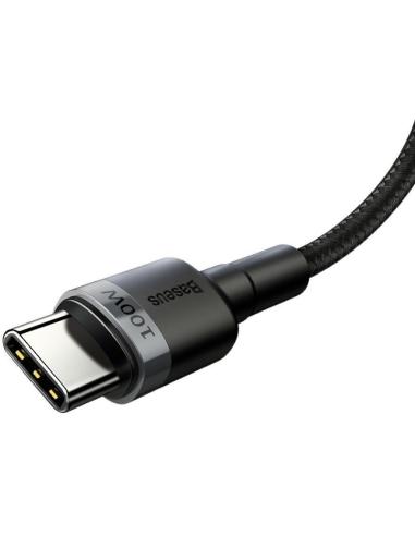 KABEL USB-C / USB-C Baseus Cafule CATKLF-ALG1 200cm 100W 5A PD 2.0 QC 3.0 CZARNO-SZARY W OPLOCIE