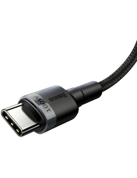 KABEL USB-C / USB-C Baseus Cafule CATKLF-ALG1 200cm 100W 5A PD 2.0 QC 3.0 CZARNO-SZARY W OPLOCIE