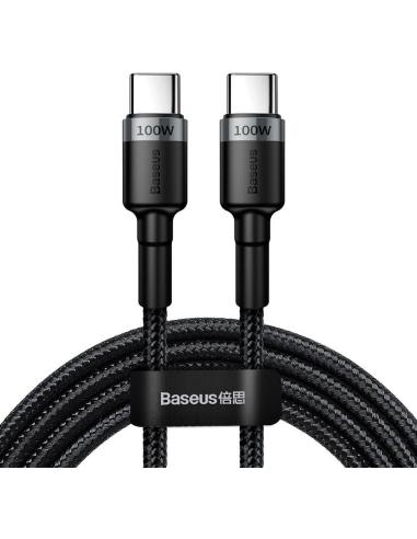 KABEL USB-C / USB-C Baseus Cafule CATKLF-ALG1 200cm 100W 5A PD 2.0 QC 3.0 CZARNO-SZARY W OPLOCIE