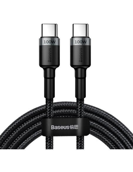 KABEL USB-C / USB-C Baseus Cafule CATKLF-ALG1 200cm 100W 5A PD 2.0 QC 3.0 CZARNO-SZARY W OPLOCIE