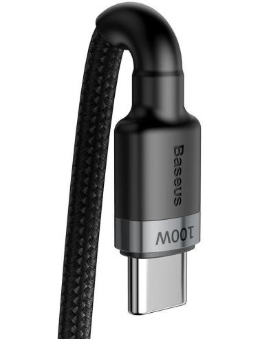 KABEL USB-C / USB-C Baseus Cafule CATKLF-ALG1 200cm 100W 5A PD 2.0 QC 3.0 CZARNO-SZARY W OPLOCIE