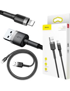 KABEL USB-A / Lightning iPhone Baseus Cafule CALKLF-AG1 50cm Apple 2.4A CZARNO-SZARY W OPLOCIE