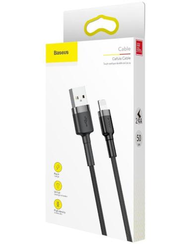 KABEL USB-A / Lightning iPhone Baseus Cafule CALKLF-AG1 50cm Apple 2.4A CZARNO-SZARY W OPLOCIE