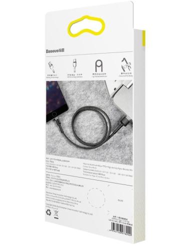 KABEL USB-A / Lightning iPhone Baseus Cafule CALKLF-AG1 50cm Apple 2.4A CZARNO-SZARY W OPLOCIE