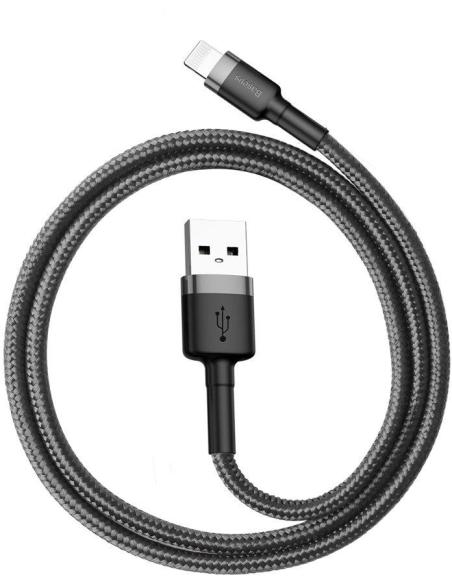 KABEL USB-A / Lightning iPhone Baseus Cafule CALKLF-AG1 50cm Apple 2.4A CZARNO-SZARY W OPLOCIE