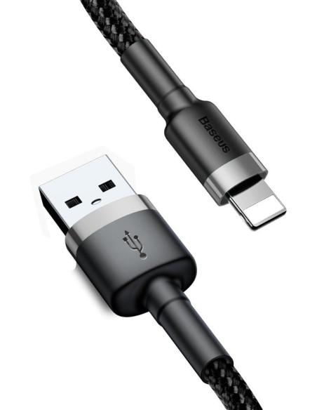 KABEL USB-A / Lightning iPhone Baseus Cafule CALKLF-AG1 50cm Apple 2.4A CZARNO-SZARY W OPLOCIE