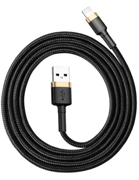 KABEL USB-A / Lightning iPhone Baseus Cafule CALKLF-BV1 100cm Apple 2.4A CZARNO-ZŁOTY W OPLOCIE