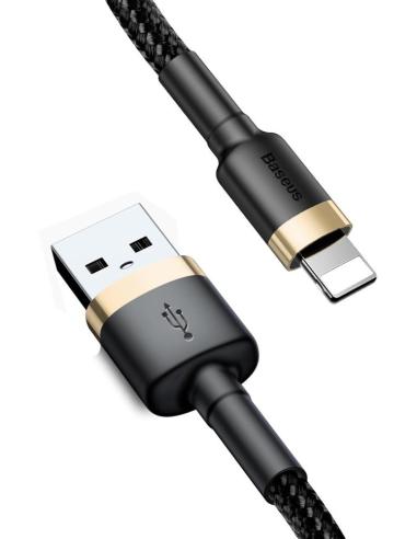 KABEL USB-A / Lightning iPhone Baseus Cafule CALKLF-BV1 100cm Apple 2.4A CZARNO-ZŁOTY W OPLOCIE