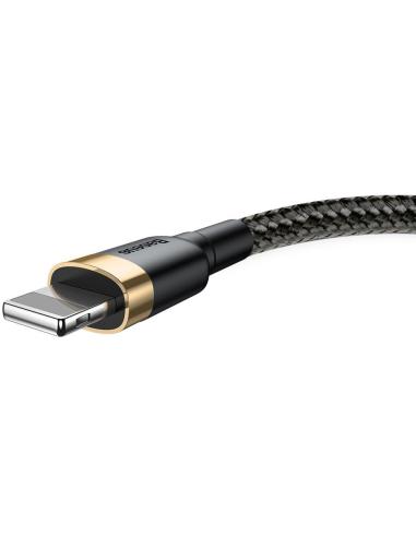 KABEL USB-A / Lightning iPhone Baseus Cafule CALKLF-BV1 100cm Apple 2.4A CZARNO-ZŁOTY W OPLOCIE