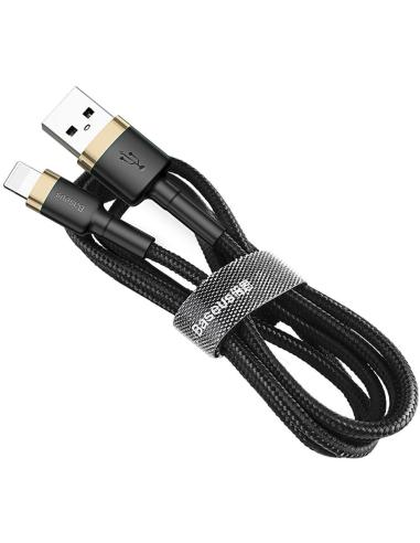 KABEL USB-A / Lightning iPhone Baseus Cafule CALKLF-BV1 100cm Apple 2.4A CZARNO-ZŁOTY W OPLOCIE