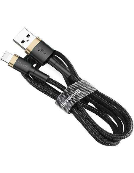 KABEL USB-A / Lightning iPhone Baseus Cafule CALKLF-BV1 100cm Apple 2.4A CZARNO-ZŁOTY W OPLOCIE