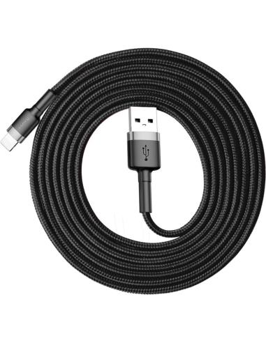 KABEL USB-A / Lightning iPhone Baseus Cafule CALKLF-CG1 200cm Apple 1.5A CZARNO-SZARY W OPLOCIE
