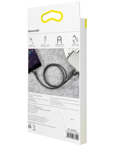KABEL USB-A / Lightning iPhone Baseus Cafule CALKLF-CG1 200cm Apple 1.5A CZARNO-SZARY W OPLOCIE