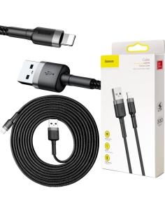 KABEL USB-A / Lightning iPhone Baseus Cafule CALKLF-RG1 300cm Apple 2A CZARNO-SZARY W OPLOCIE
