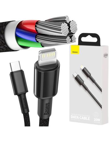 KABEL USB-C / Lightning iPhone Baseus Cafule CATLGD-01 1m 20W PD Quick Charging CZARNY W OPLOCIE