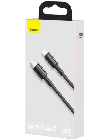 KABEL USB-C / Lightning iPhone Baseus Cafule CATLGD-01 1m 20W PD Quick Charging CZARNY W OPLOCIE