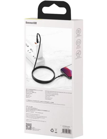 KABEL USB-C / Lightning iPhone Baseus Cafule CATLGD-01 1m 20W PD Quick Charging CZARNY W OPLOCIE