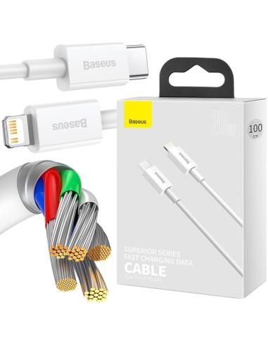 KABEL USB-C / Lightning iPhone Baseus Superior CATLYS-A02 1m 20W PD Quick Charging BIAŁY PREMIUM