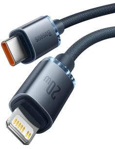 KABEL USB-C / Lightning iPhone Baseus Crystal CAJY000301 2m 20W PD QC CZARNY W OPLOCIE PREMIUM
