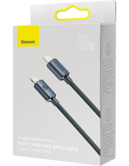 KABEL USB-C / Lightning iPhone Baseus Crystal CAJY000301 2m 20W PD QC CZARNY W OPLOCIE PREMIUM