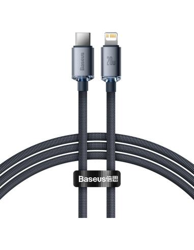 KABEL USB-C / Lightning iPhone Baseus Crystal CAJY000301 2m 20W PD QC CZARNY W OPLOCIE PREMIUM