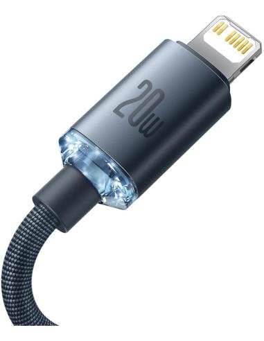 KABEL USB-C / Lightning iPhone Baseus Crystal CAJY000301 2m 20W PD QC CZARNY W OPLOCIE PREMIUM