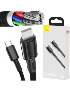 KABEL USB-C / Lightning iPhone Baseus Cafule CATLGD-A01 2m 20W PD Quick Charging CZARNY W OPLOCIE